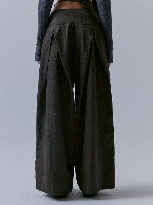 Wconcept_Treemingbird Unbalance Waist Strap Pants [ Khaki Brown ]