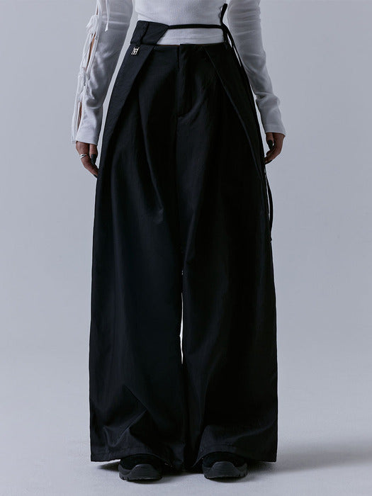 Wconcept_Treemingbird Unbalance Waist Strap Pants [ Black ]