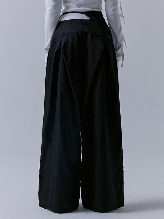 Wconcept_Treemingbird Unbalance Waist Strap Pants [ Black ]