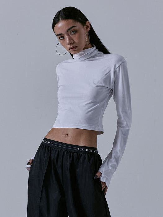Wconcept_Treemingbird High-neck Finger Hole Long Sleeve [ White ]