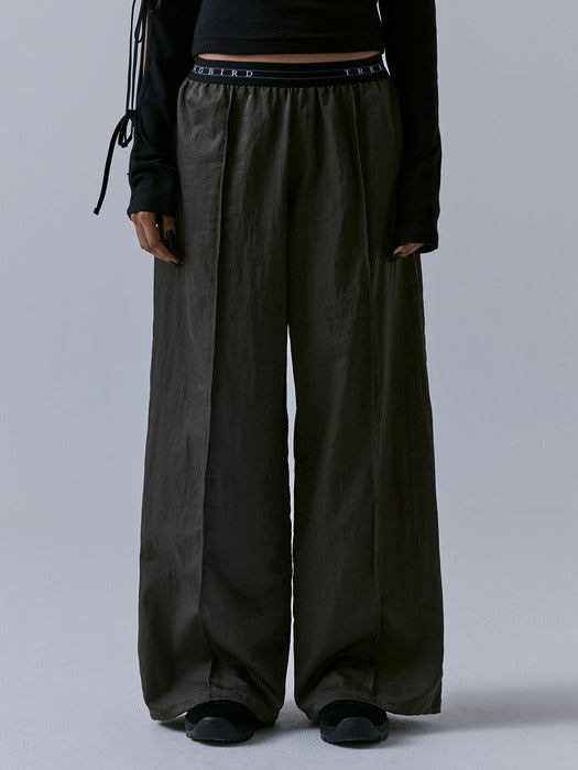 Wconcept_Treemingbird Banding Nylon Pants [ Khaki Brown ]