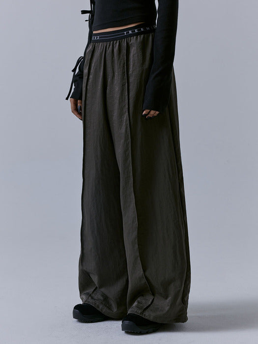 Wconcept_Treemingbird Banding Nylon Pants [ Khaki Brown ]