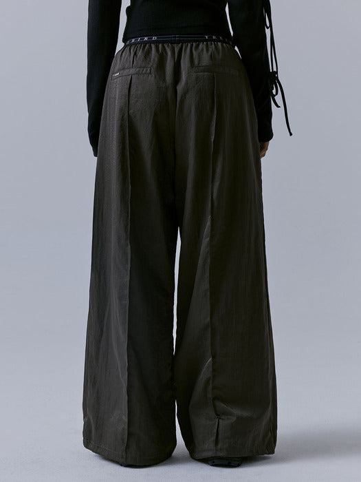 Wconcept_Treemingbird Banding Nylon Pants [ Khaki Brown ]