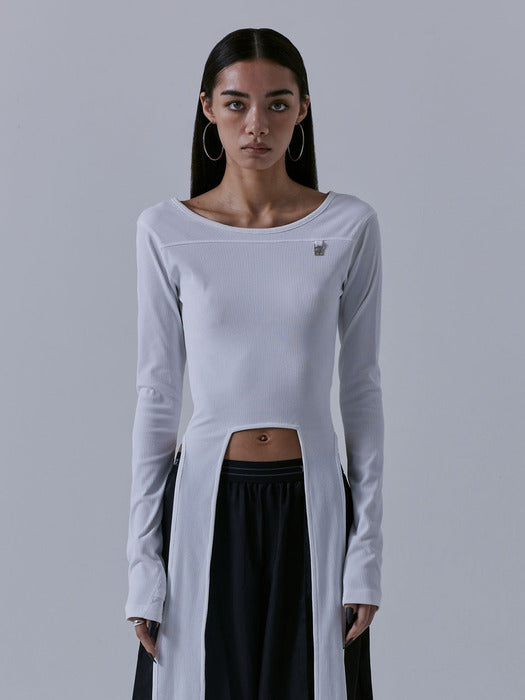 Treemingbird Back-less Strap Long Sleeve White