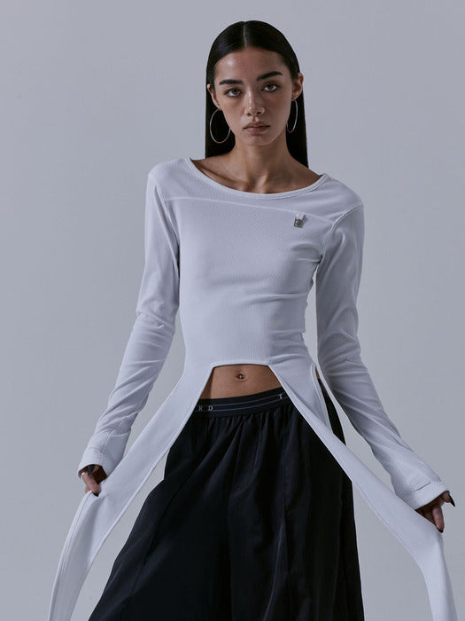 Treemingbird Back-less Strap Long Sleeve White