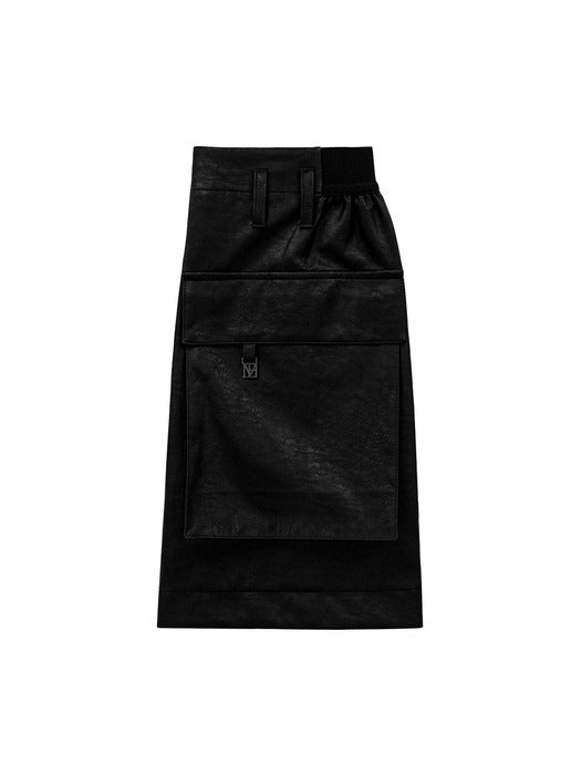 Wconcept_Treemingbird 2-way Leather Cargo Skirt Warmer [ Black ]