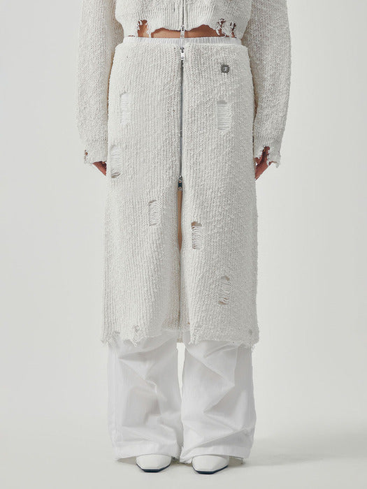 Wconcept_Treemingbird Linksle Texture Knit Set-up Skirt [ White ]