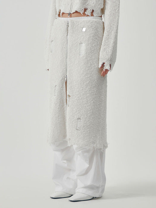 Wconcept_Treemingbird Linksle Texture Knit Set-up Skirt [ White ]