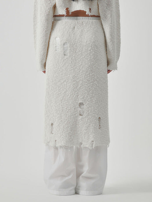 Wconcept_Treemingbird Linksle Texture Knit Set-up Skirt [ White ]