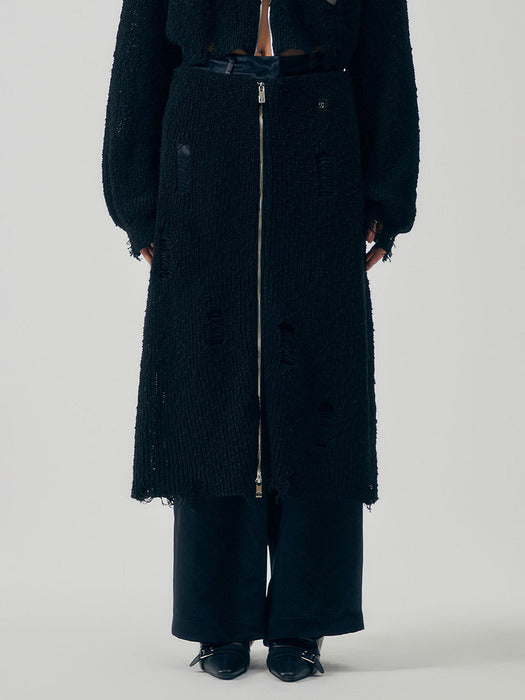 Wconcept_Treemingbird Linksle Texture Knit Set-up Skirt [ Black ]