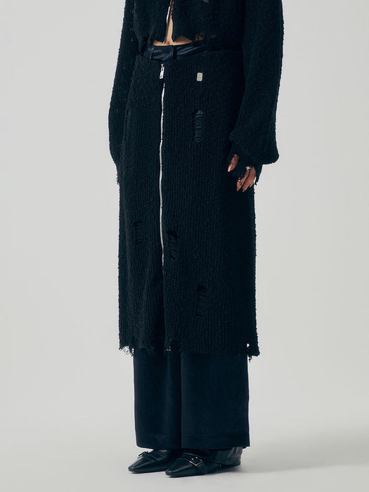 Wconcept_Treemingbird Linksle Texture Knit Set-up Skirt [ Black ]