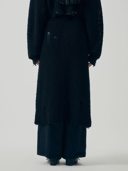 Wconcept_Treemingbird Linksle Texture Knit Set-up Skirt [ Black ]