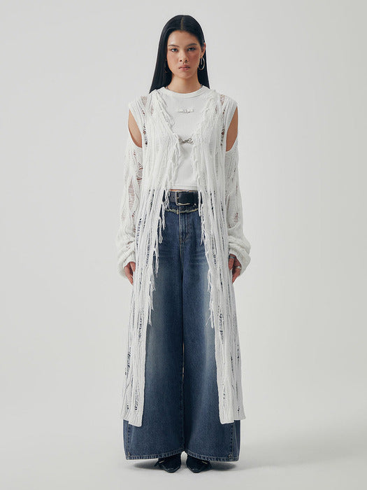 Wconcept_Treemingbird Featherlight Longline Knit Cardigan [ White ]
