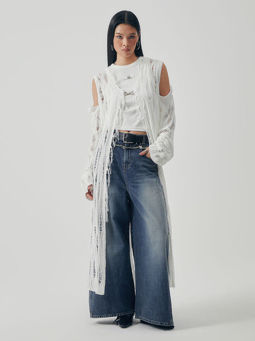 Wconcept_Treemingbird Featherlight Longline Knit Cardigan [ White ]