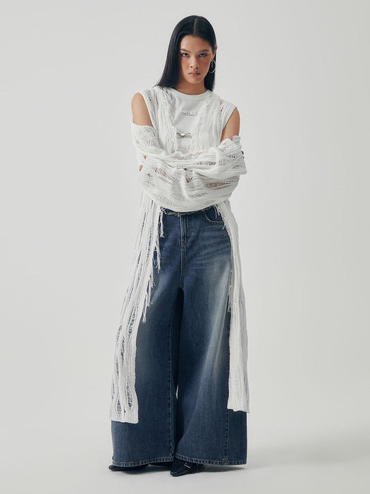 Wconcept_Treemingbird Featherlight Longline Knit Cardigan [ White ]