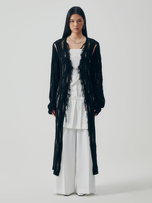 Wconcept_Treemingbird Featherlight Longline Knit Cardigan [ Black ]