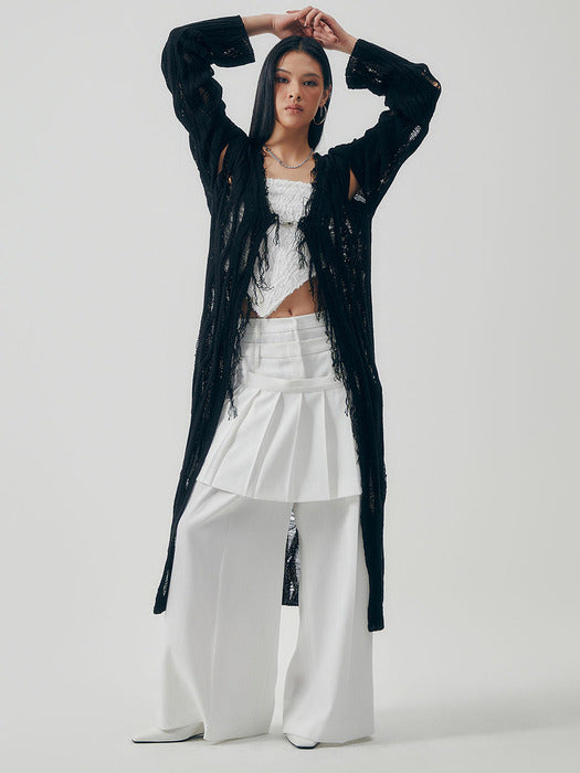 Wconcept_Treemingbird Featherlight Longline Knit Cardigan [ Black ]