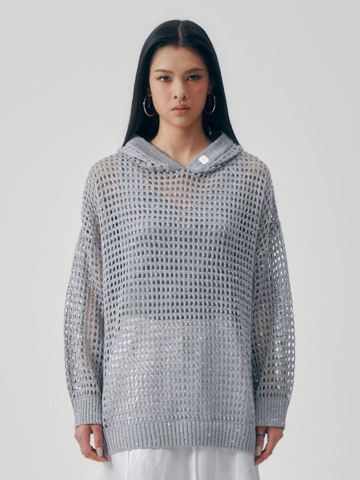Wconcept_Treemingbird Metallic Sparkle Knit Pullover [ Gray ]
