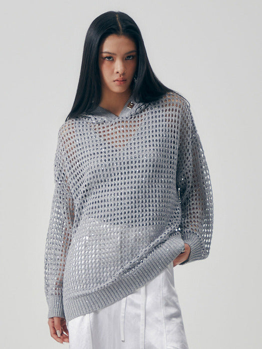 Wconcept_Treemingbird Metallic Sparkle Knit Pullover [ Gray ]