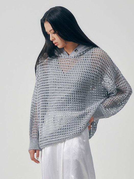 Wconcept_Treemingbird Metallic Sparkle Knit Pullover [ Gray ]