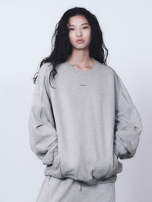 Wconcept_Treemingbird Tmb Logo Piping Sweat Shirt [ Melange Gray ]