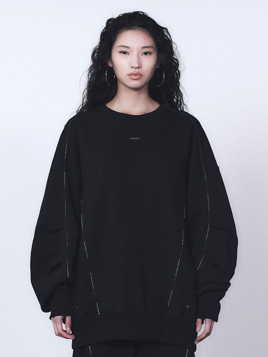 Wconcept_Treemingbird Tmb Logo Piping Sweat Shirt [ Black ]