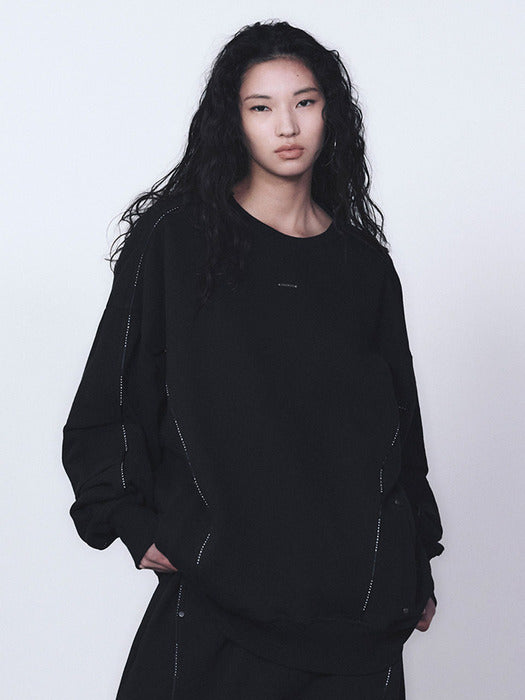 Wconcept_Treemingbird Tmb Logo Piping Sweat Shirt [ Black ]