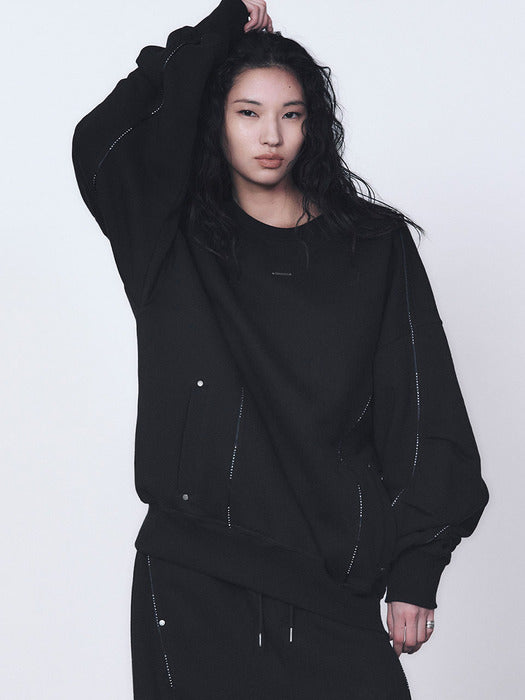 Wconcept_Treemingbird Tmb Logo Piping Sweat Shirt [ Black ]