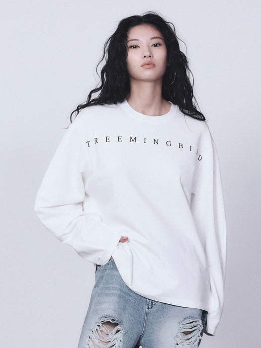 Wconcept_Treemingbird Horizon Logo Long Sleeves [ White ]