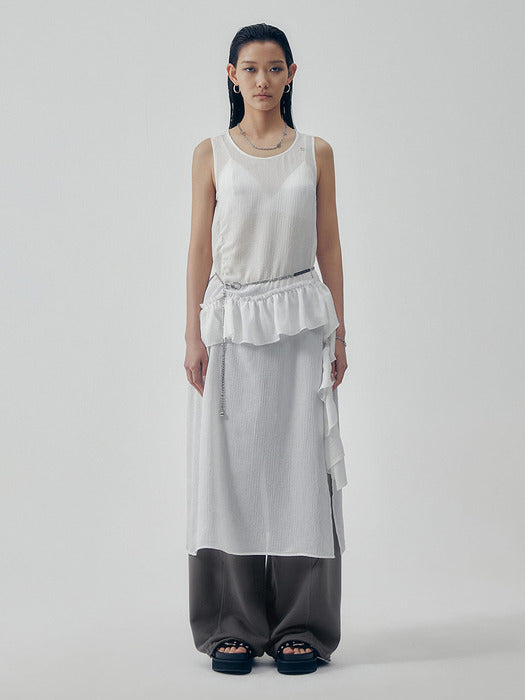 Wconcept_Treemingbird Ruffle Sleeveless One-piece [ White ]