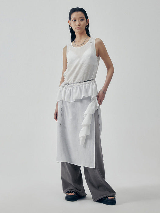 Wconcept_Treemingbird Ruffle Sleeveless One-piece [ White ]