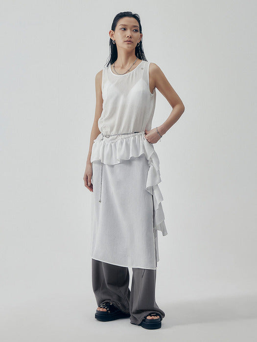 Wconcept_Treemingbird Ruffle Sleeveless One-piece [ White ]