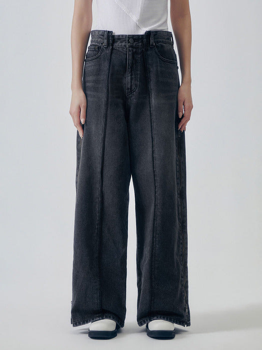 Wconcept_Treemingbird Utility Zipper Denim Pants [ Gray ]