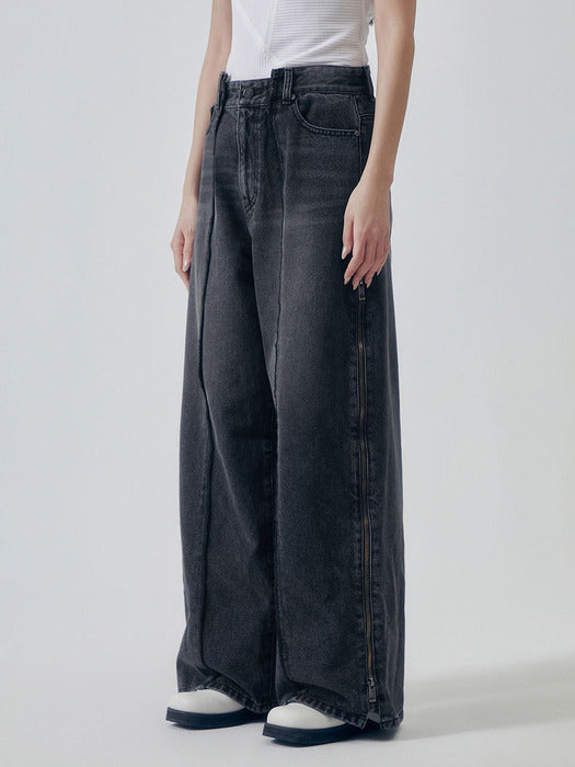 Wconcept_Treemingbird Utility Zipper Denim Pants [ Gray ]