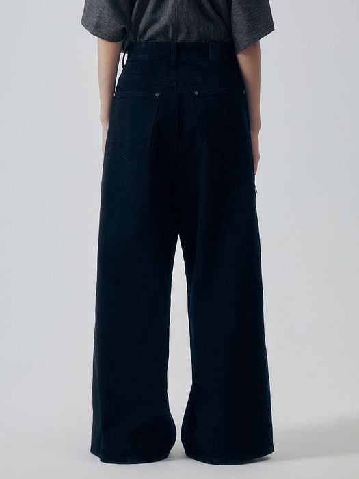 Wconcept_Treemingbird Utility Zipper Denim Pants [ Black ]