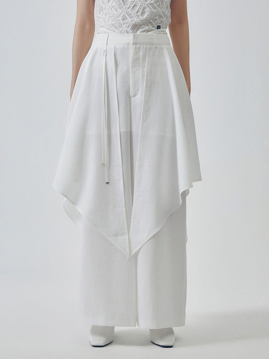 Wconcept_Treemingbird Layered Drape Strap Trouser [ White ]