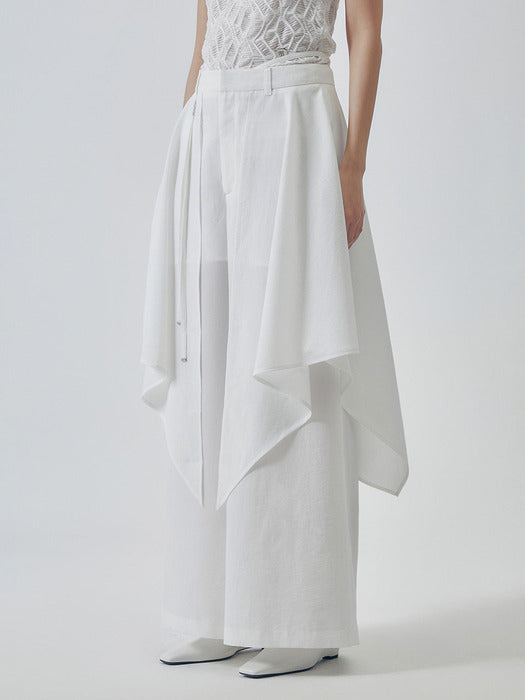 Wconcept_Treemingbird Layered Drape Strap Trouser [ White ]