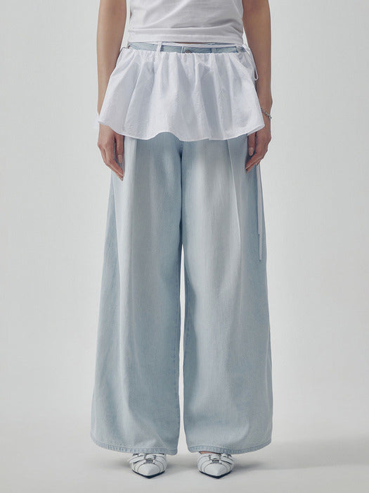 Wconcept_Treemingbird Glossy Layered Skirt [ White ]