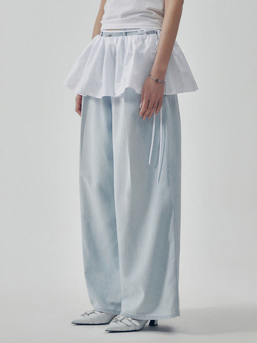 Wconcept_Treemingbird Glossy Layered Skirt [ White ]