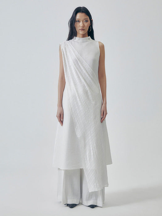 Wconcept_Treemingbird Desert-Inspired Layered Cotton Dress [ White ]