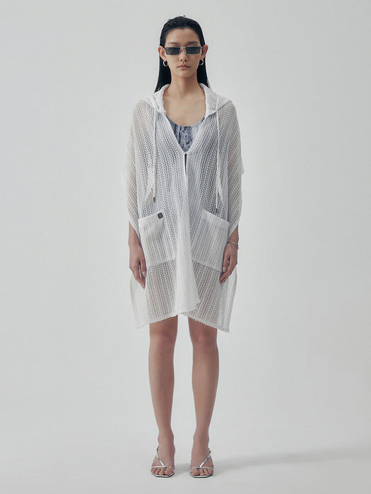Wconcept_Treemingbird Lace Cover-up Hoodie [ White ]