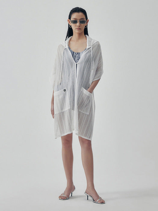 Wconcept_Treemingbird Lace Cover-up Hoodie [ White ]