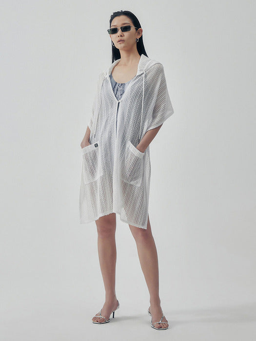 Wconcept_Treemingbird Lace Cover-up Hoodie [ White ]