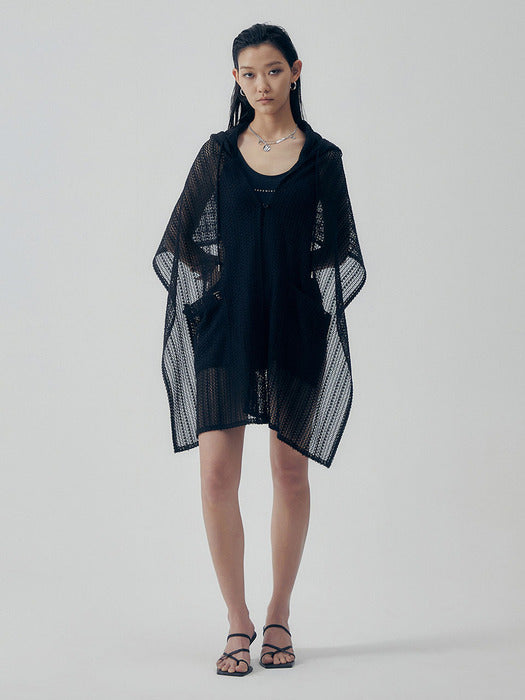 Wconcept_Treemingbird Lace Cover-up Hoodie [ Black ]