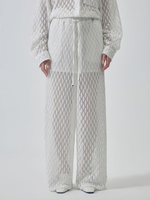 Wconcept_Treemingbird Lace Embellished Set-up Pants [ White ]