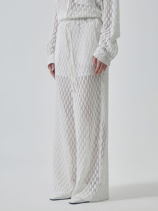 Wconcept_Treemingbird Lace Embellished Set-up Pants [ White ]
