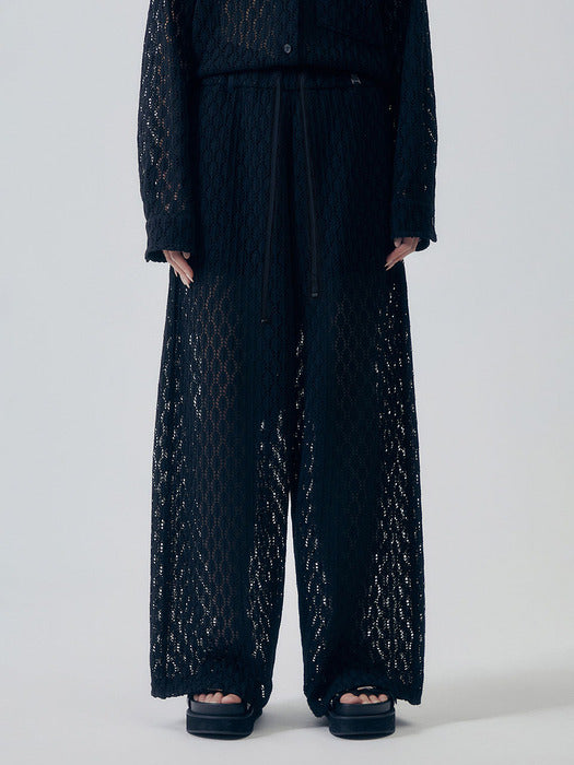 Wconcept_Treemingbird Lace Embellished Set-up Pants [ Black ]