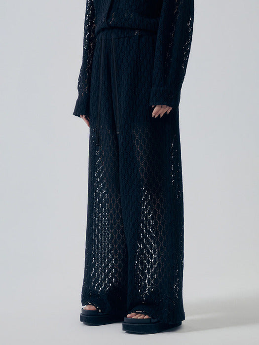 Wconcept_Treemingbird Lace Embellished Set-up Pants [ Black ]