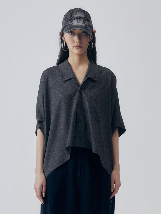 Wconcept_Treemingbird Oversized Poncho Short Sleeve Shirt [ Indigo ]