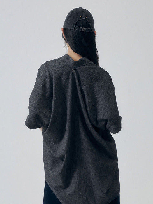 Wconcept_Treemingbird Oversized Poncho Short Sleeve Shirt [ Indigo ]
